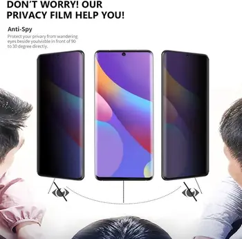 Anti-Spy Privacy Screen Protector Plné Pokrytie Tvrdené Sklo+Objektív Fotoaparátu Protector Samsung galaxy S20 Ultra/S20+ Plus/S21