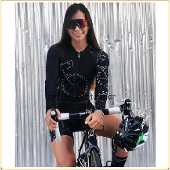 Aofly dlho puzdre cyklistika dres skinsuit 2020 ženy go pro MTB cyklistické oblečenie opa ciclismo hombre jumpsuit ružový pásik skinsuit