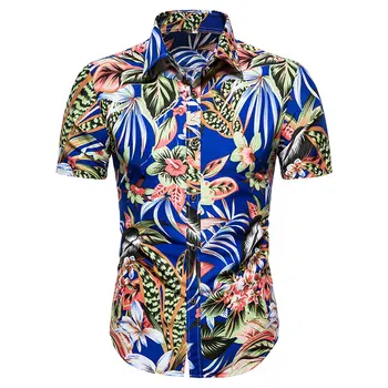 Aoliwen značky Letné módy bežné mužov voľné pláže, Havajské tlačené-krátke rukávy tlačidlo retro tričko tričko mužov 2020 lete nové