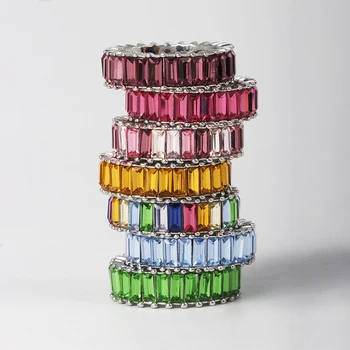 AOTEMAN Rýdzeho Striebra 925 tenký zlatý prsteň linka micro pave cz večnosti 31 farby zásobníka strieborná rainbow cz ženy krúžok veľkoobchod