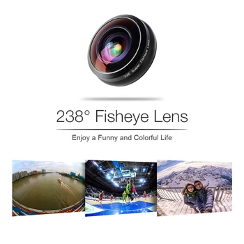 APEXEL Telefón Objektív 238 titul super fisheye objektív, 0,2 X full frame super širokouhlý objektív pre iPhone 6 7 android smartphone ios
