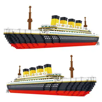 Architektúra Mesta nastaviť Orientačné body lode Titanic DIY malých častíc stavebné bloky Vzdelávacie deti hračky Vianoce, narodeninové darčeky