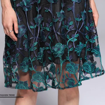 ARiby Šaty Elegantné Ženy Vestidos Letné Šaty 2019 Nové Lady Vintage Oka Vyšívaný Kvetinový A-Line Krátky Rukáv Šaty vestido