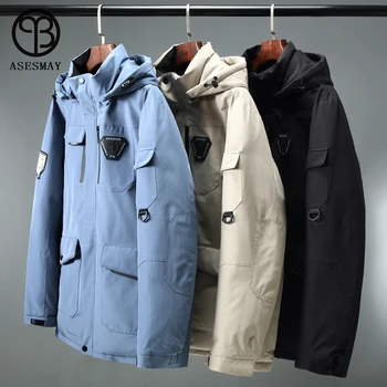 Asesmay 2020 zimné nové kvalitné hrubé teplé pánske dlhé s kapucňou bavlna kabát, bundu značky oblečenia voľné Vetrovka Plus veľkosť 10XL