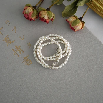 ASHIQI Mini Prírodné Sladkovodné Perly Vintage Náhrdelník Pearl Ručné 925 Sterling Silver Prívesok pre Ženy, Svadobné Šperky