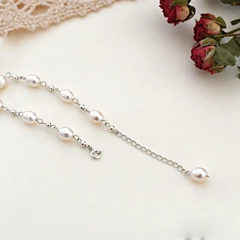 ASHIQI Prírodné sladkovodné perly náramok 925 Sterling silver korálky, ručne vyrábané Šperky pre ženy