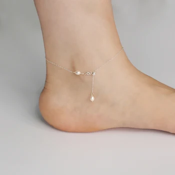 ASHIQI Reálne 925 Sterling Silver Ponožky pre Ženy s Prírodné Sladkovodné Perly Šperky pre Nohy Darček