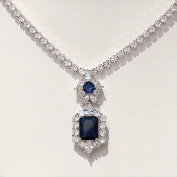 ASNORA Nové Lesklé kubický zirkón svadobné náušnice, náhrdelník šperky set kráľovská modrá šperky set večerné šaty príslušenstvo X0825