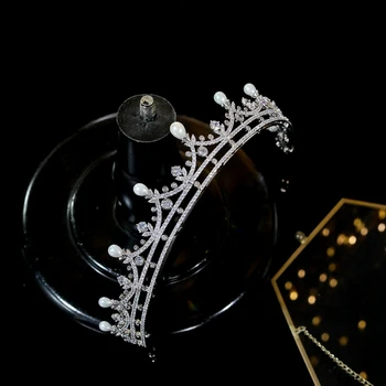 ASNORA Nádherné krištáľové vlasy príslušenstvo svadobné headdress pearl headdress svadobné koruny svadobné doplnky，tiaras a korún