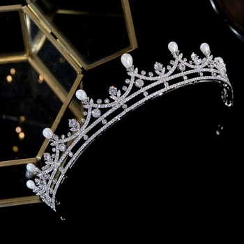 ASNORA Nádherné krištáľové vlasy príslušenstvo svadobné headdress pearl headdress svadobné koruny svadobné doplnky，tiaras a korún
