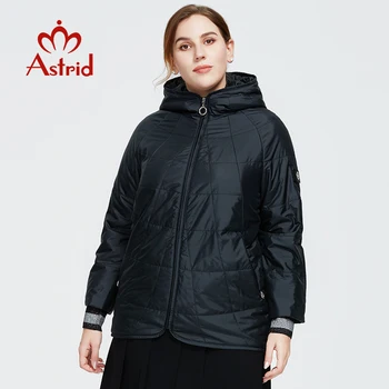 Astrid 2020 Nové Jeseň Zima Žien kabát ženy Vetru teplá vetrovka Plaid fashion Bunda, kapucňa veľkých rozmerov ženské oblečenie 9385