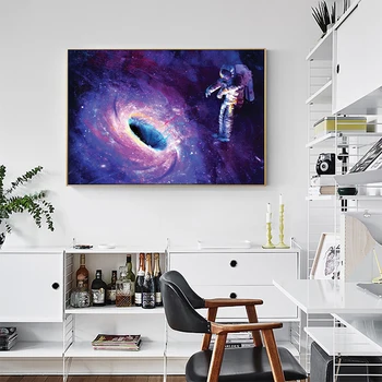 Astronaut V Galaxy Čierna Diera Plátno na Maľovanie Vesmíru, vesmír Plagáty a Potlačou obrazov na Stenu pre Domáce Cuadros Dekorácie