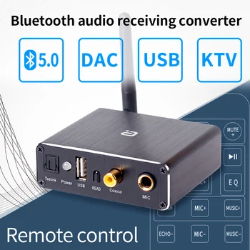 Audio DAC Dekodér Adaptér Bluetooth 5.0 Prijímač Amp U-disk Prehrávač KTV mikrofón, Adaptér Koaxiálny Optický Na Analógový Prevodník