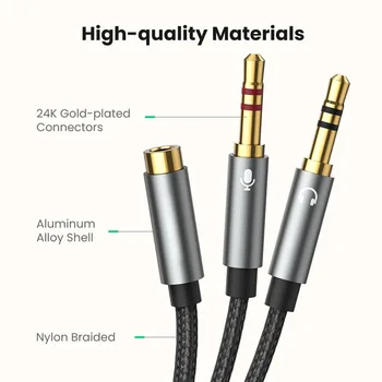 Audio Kábel pre Slúchadlá, Mikrofón Splitter 2Male na 1Female Y Rozdeľovač Audio Kábel Kábel Drôt Adaptér pre Notebook PC Prenosný počítač 3,5 mm