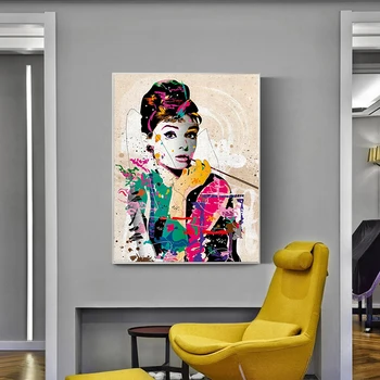 Audrey Hepburn Moderné Abstraktné Maliarske Plátno Modulárny Plagáty a Tlačí na Steny Umenie Fotografie pre Obývacia Izba Cuadros Domova