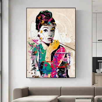 Audrey Hepburn Moderné Abstraktné Maliarske Plátno Modulárny Plagáty a Tlačí na Steny Umenie Fotografie pre Obývacia Izba Cuadros Domova