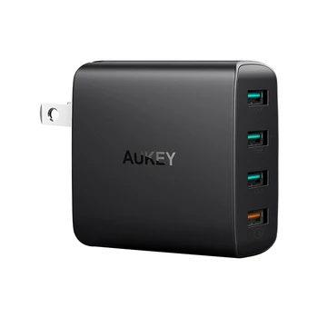 Aukey Skladacia NÁS Plug 4 Porty USB Sieťovej Nabíjačky s QC 3.0 Rýchle Nabíjanie Pre i-Phone11 Pro Max/ Note8 S8 i-Pad