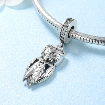 Autentické 925 Sterling Silver Tvorivé ladylike Sova tvar kúzlo korálky Fit Originálny Náramok europeu Šperky robiť