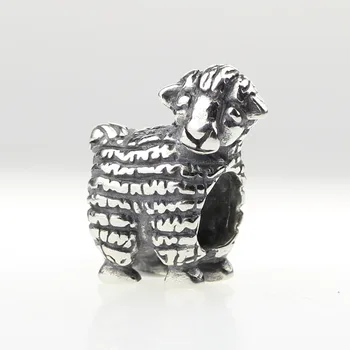 Autentické 925 Sterling Silver Zvierat, Oviec Kúzlo Perličiek Fit Európskej Náramok Šperky