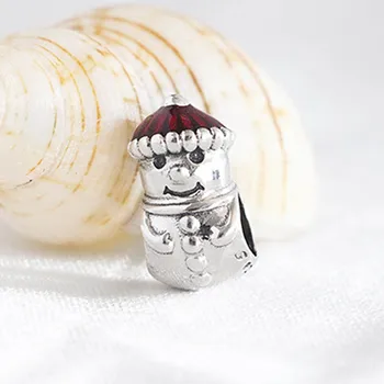 Autentické S925 Perličiek DIY Šperky Santa Vianočné Snehuliak Kúzlo fit Lady Náramok Náramok