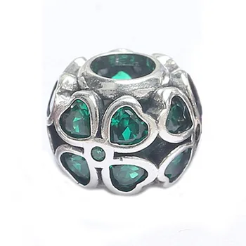 Autentické S925 Perličiek Šťastie Petal Zelená Ďatelina Kúzlo fit Lady Náramok Náramok DIY Šperky