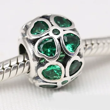 Autentické S925 Perličiek Šťastie Petal Zelená Ďatelina Kúzlo fit Lady Náramok Náramok DIY Šperky