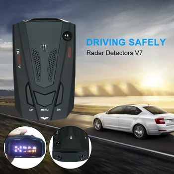 Auto 16 Kapela V7 GPS Rýchlosť Polícia Bezpečné Detektor Hlasové Hlásenia o 360 Stupňov laser zisťovania Relatívnej rýchlosti snímania auto mute systém#BL2