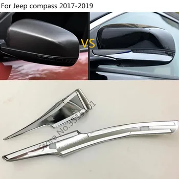 Auto ABS Chrome Späť Spätné Spätné Bočné Zrkadlo Pokrytie Stick Výbava Rám Lampa Obočie 4pcs Pre Jeep Compass 2017 2018 2019 2020