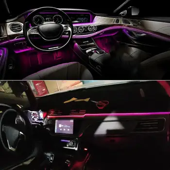 Auto Atmosféru Svetlá EL Neon Drôtené Pásy Svetlo RGB Viaceré Spôsoby Aplikácie Zvuk Kontrolu Auto Interiérové Dekoratívne Okolia Neónové Lampy