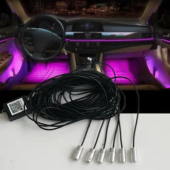 Auto Atmosféru Svetlá EL Neon Drôtené Pásy Svetlo RGB Viaceré Spôsoby Aplikácie Zvuk Kontrolu Auto Interiérové Dekoratívne Okolia Neónové Lampy