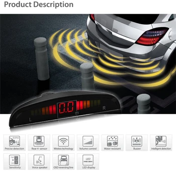 Auto Auto Reverse Pomoc Zálohy Radarový Systém s 4 Parkovacie Senzory Vzdialenosť Detekcie + LED Vzdialenosť Displej + Zvukové Upozornenie