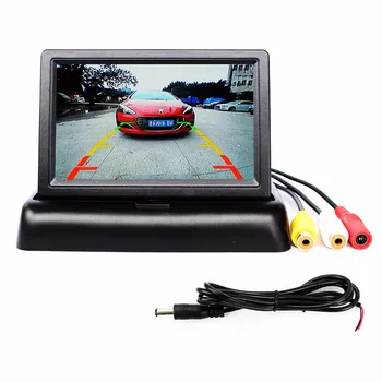 Auto LCD Monitor 5 palec Skladací Farebný LCD Monitor pre Auto parkovacia Kamera S 2 AV Výstup Parkovací Systém