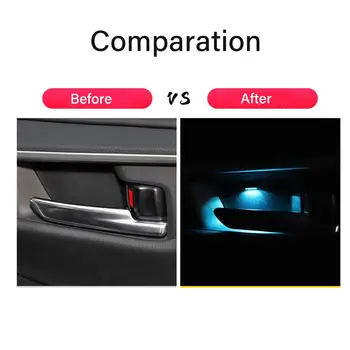 Auto LED Dvere Miska Opierkou Atmosféru, Svetlo, vnútorné Osvetlenie, Dekorácie Dvere Miska Rukoväť Rám Svetla pre Toyotu RAV4 2019 2020