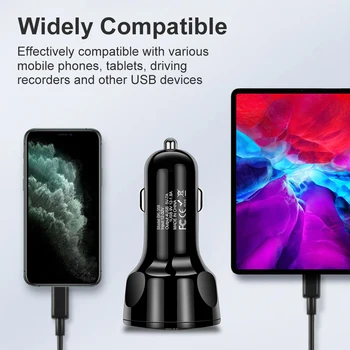 Auto nabíjačka, 4 Porty USB nabíjačku pre zapaĺovač QC 3.0 Nabíjačku do Auta Príslu Pre Samsung Huawei Xiao iphone