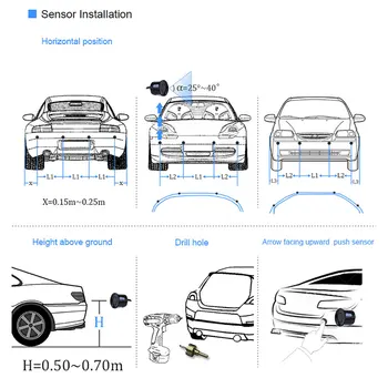 Auto Parktronic LED Parkovacie Senzor Auta Podsvietenie Displeja s Prepínačom Chodu Back-up Monitor Detektor Systém So 4 Senzormi