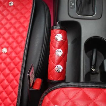 Auto Pásov Ramenný Popruh Klip Podložky Crystal Kryt Ružová Červená Čierna pre Dievčatá, Ženy PU Kožené Automobilových Interiérových Doplnkov