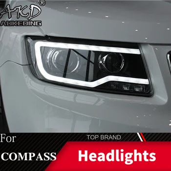 Auto Styling Head Lamp Prípade Jeep Compass Rokov 2011-2016 Grand Cherokee LED Reflektor DRL Objektív Dvojitý Lúč Bi-Xenon