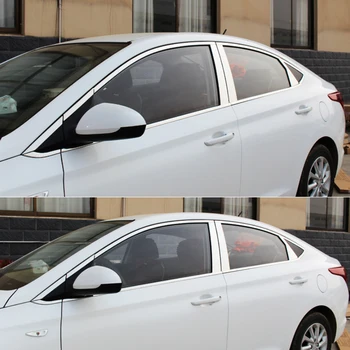 Auto Styling Nehrdzavejúcej Ocele Úplné Okno Orezania Dekorácie Pásy Pre Hyundai Solaris Prízvuk HC 2018 Auto nálepky, Auto Príslušenstvo