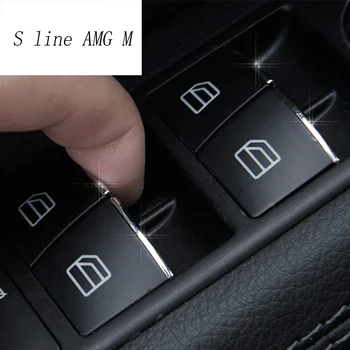 Auto styling okno výťah tlačidlá switch dekorácie kryt Nálepky výbava pre Mercedes Benz C E Trieda W204 W212 Interiérové Doplnky