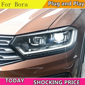 Auto Styling Pre VW Bora svetlomety 2016-2017 Pre Bora čelová lampa led DRL predné Bi-Xenon Šošovky, Dvojitý Lúč SKRYL AUTA