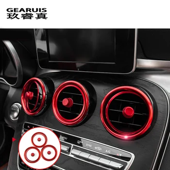 Auto-styling sieťovej Zásuvky Krúžok Dekorácie Klimatizácia Otvory Výbava Nálepky Kryt pre Mercedes Benz C Trieda W205 GLC 180 200 260