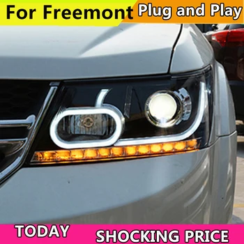 Auto Styling Vedúci svetlo Na Fiat Freemont Svetlomety 2008-2016 Pre Dodge Journey JCUV LED Reflektor DRL Objektív Dvojitý Lúč, Xenon