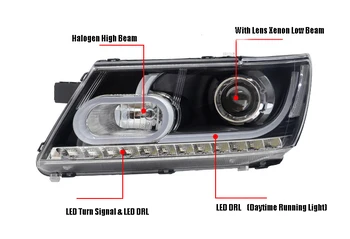 Auto Styling Vedúci svetlo Na Fiat Freemont Svetlomety 2008-2016 Pre Dodge Journey JCUV LED Reflektor DRL Objektív Dvojitý Lúč, Xenon