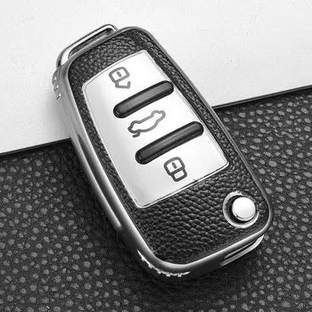 Auto tlačidlo puzdro Pre Audi A3, S3 A4 S4 c5 c6 A6, A8, Q7, TT 3 Tlačidlá Skladacie Diaľkové Fob Chránič Kryt Čierny Keychain Taška Auto