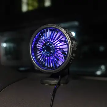 Auto USB Ventilátor 360 Stupňov Otočná Farebné LED Svetlá USB Napájací Auto Auto Výkonný Chladiaci Vzduch Ventilátora Pre Auto Air Vent Namontované L1
