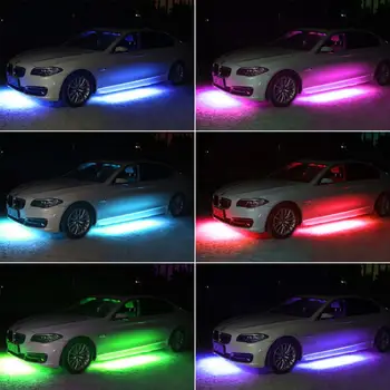 Auto Šasi Spodnej Okolia Lampa RGB LED Pásy Neónové Dekoratívne Atmosféru, Svetlo, Zvuk Hudby Ovládanie Diaľkové/App Auto Príslušenstvo