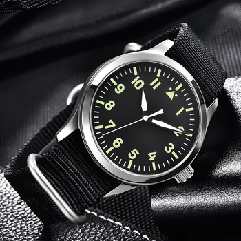 Automatické Pánske Hodinky 42mm Top Značky Luxusné Seagull Miyota Vojenské Svetelný vodeodolného Nylonu Pás 316SS Mechanické náramkové hodinky