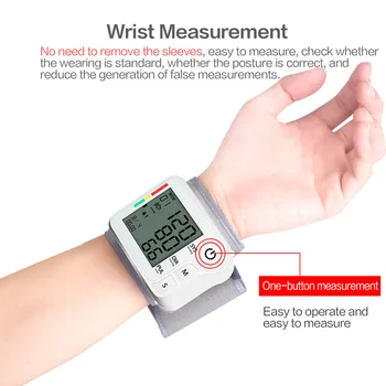 Automatické Zápästie Krvný Tlak Monitor s Ramenom Putá Digitálny Krvný Tlak, srdcová frekvencia Pulzu Tensiometro Meter Lekárske Stroj