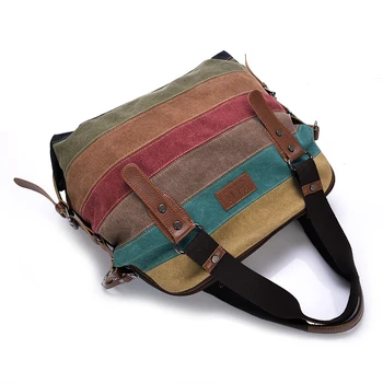 Autor Kvality Panelled Žien Segmentov Odolného Plátna taška cez Rameno Módne Patchwork Messenger taška na Bežné Kabelka Tote Bag