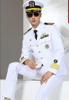 Autumen Námorníckej uniforme Kapitána Jachty jednotné Vojenské vyhovovali Mužov, Biela US army